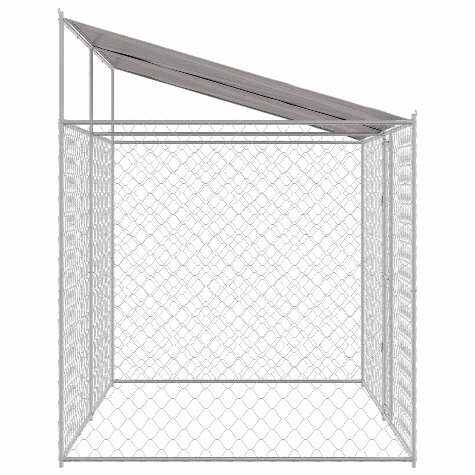 Dog Cage with Roof Silver 400 x 200 x 256 cm Steel and PE
