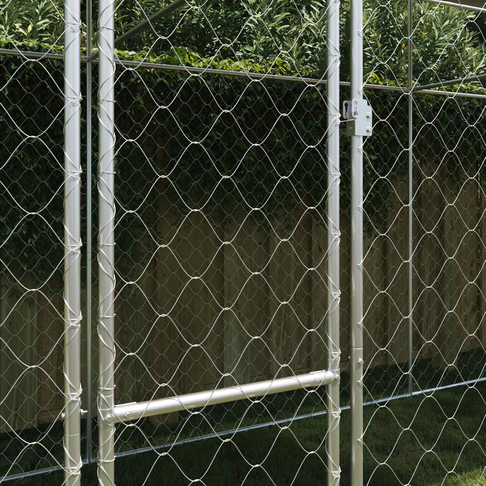 Dog Cage with Roof Silver 600 x 200 x 256 cm Steel and PE
