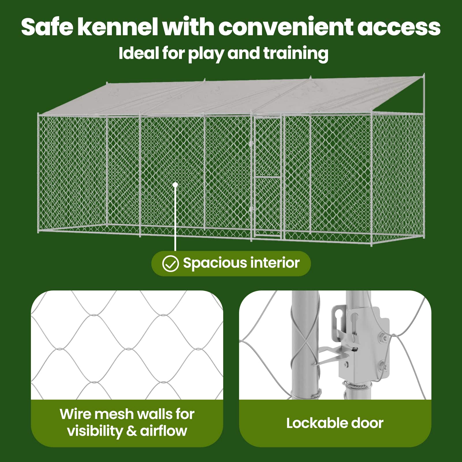 Dog Cage with Roof Silver 600 x 200 x 256 cm Steel and PE