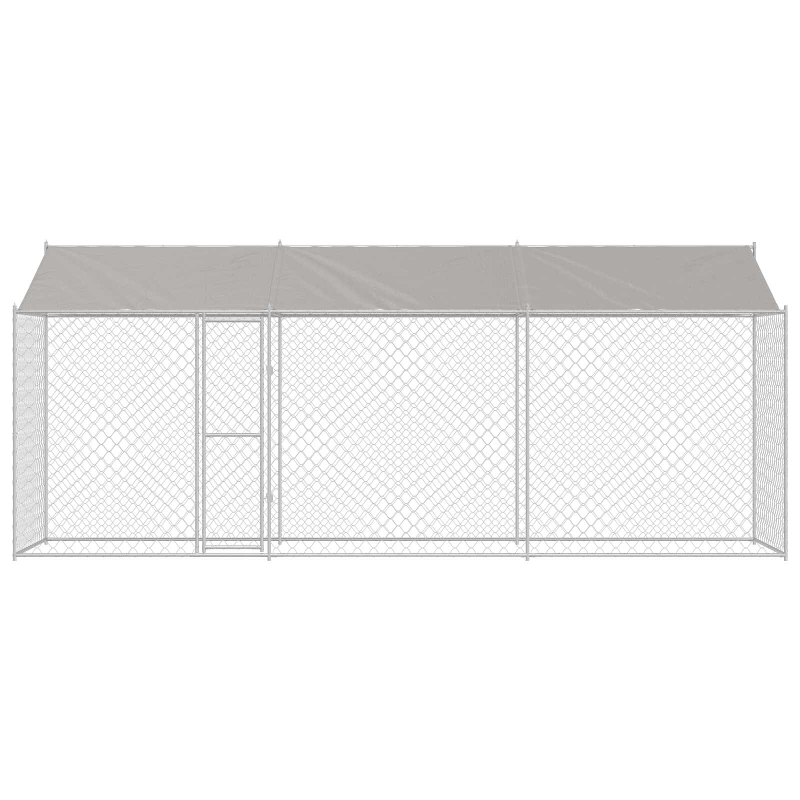 Dog Cage with Roof Silver 600 x 200 x 256 cm Steel and PE