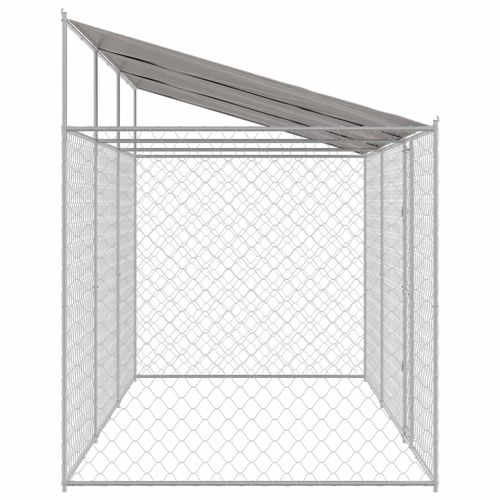 Dog Cage with Roof Silver 600 x 200 x 256 cm Steel and PE