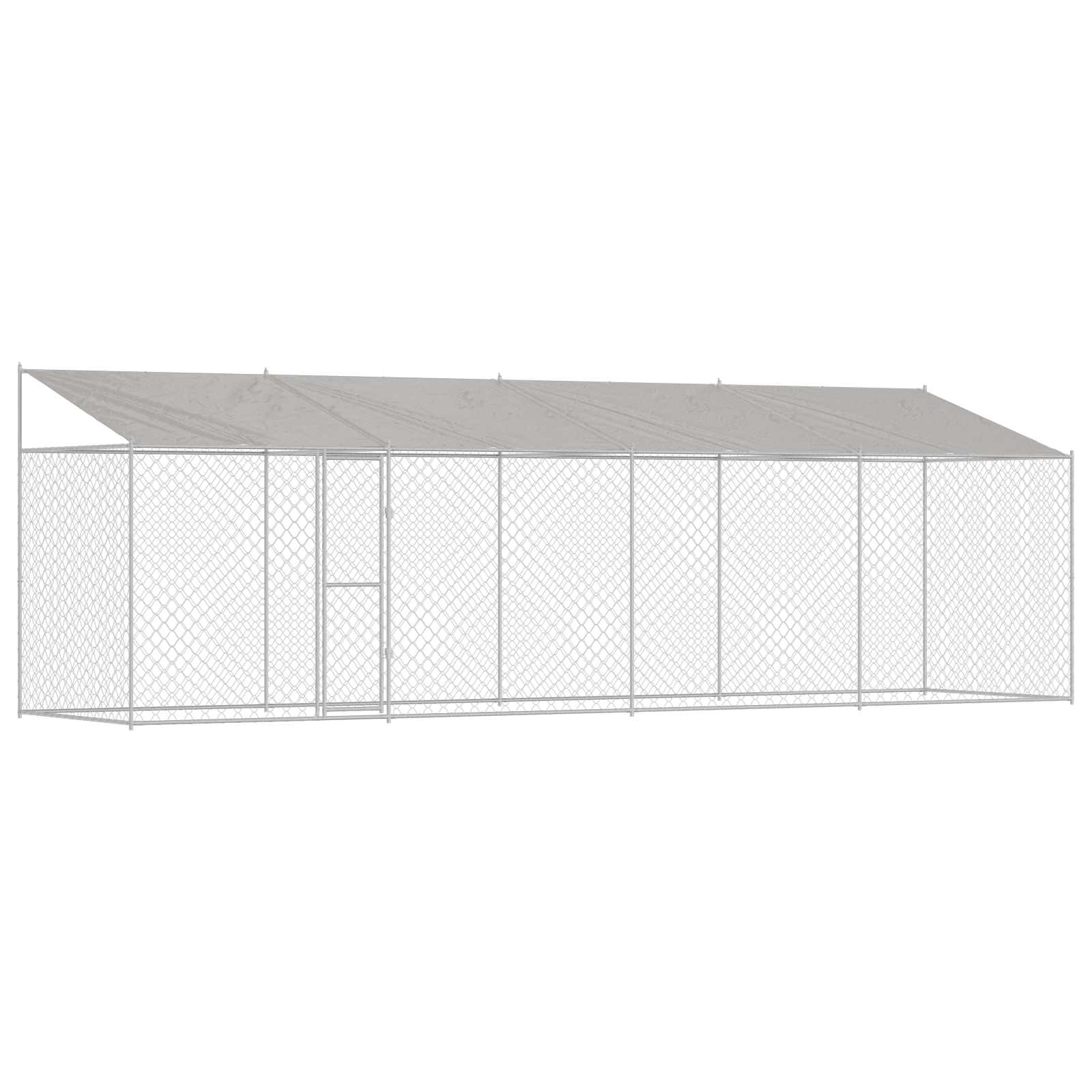 Dog Cage with Roof Silver 800 x 200 x 256 cm Steel and PE