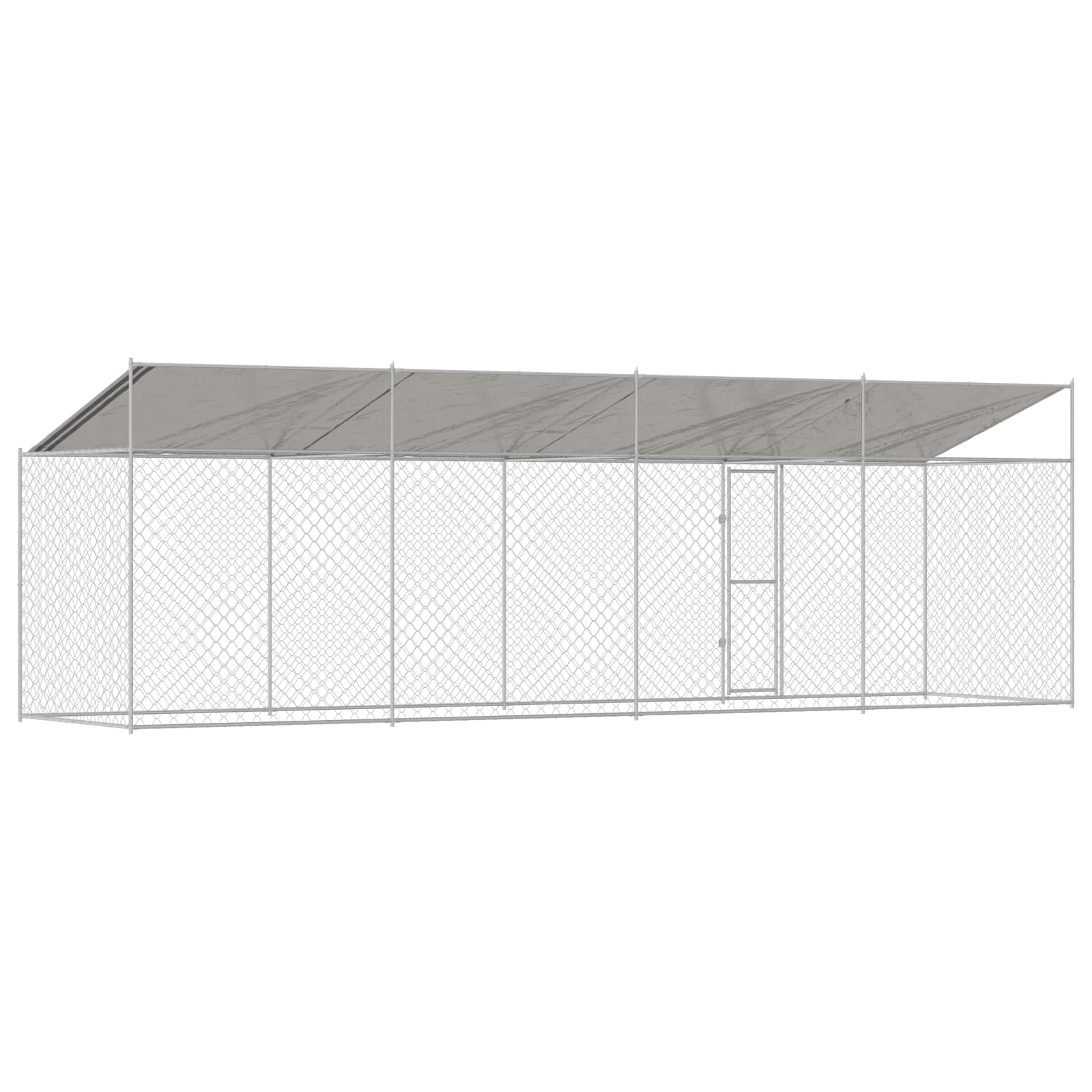 Dog Cage with Roof Silver 800 x 200 x 256 cm Steel and PE