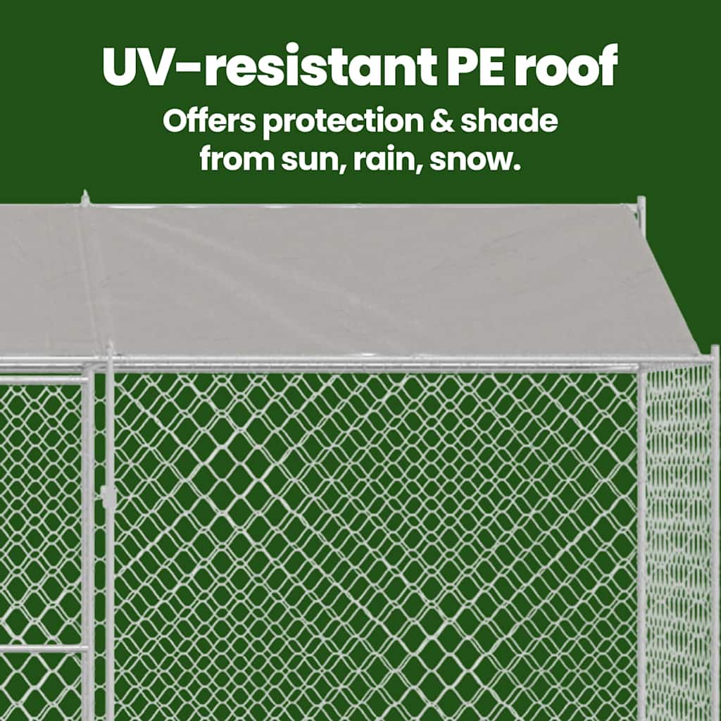 Dog Cage with Roof Silver 600 x 200 x 256 cm Steel and PE