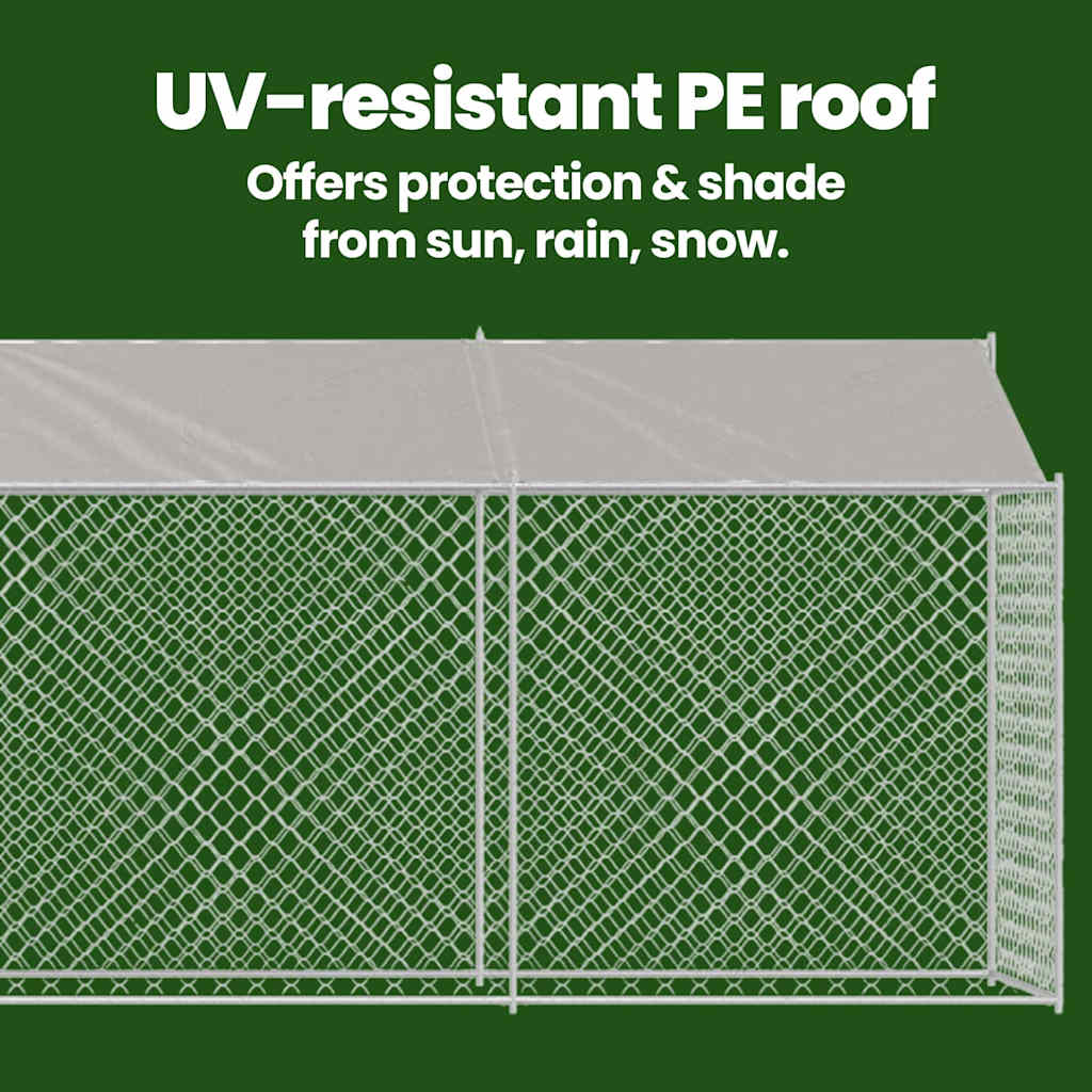 Dog Cage with Roof Silver 800 x 200 x 256 cm Steel and PE