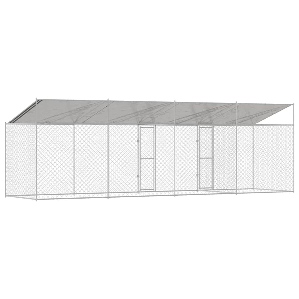 Dog Cage with Roof Silver 800 x 200 x 256 cm Steel and PE
