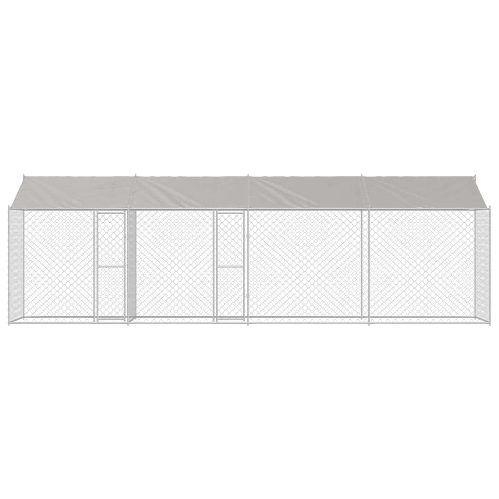 Dog Cage with Roof Silver 800 x 200 x 256 cm Steel and PE