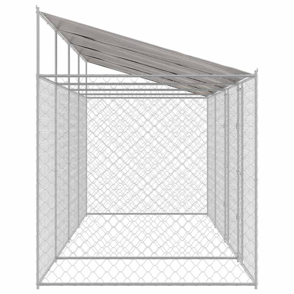 Dog Cage with Roof Silver 800 x 200 x 256 cm Steel and PE
