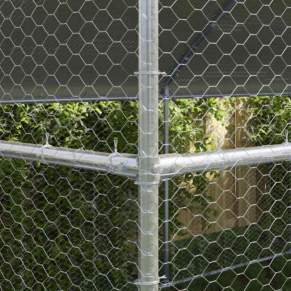 Chicken Cage with 1 Door 2 pcs Silver 400x200x200 cm