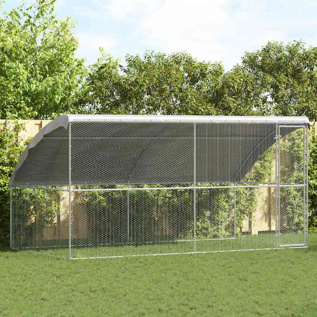 Chicken Cage with 1 Door 2 pcs Silver 400x200x200 cm