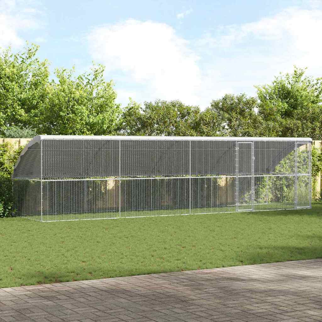 Chicken Cage with 2 Doors 4 pcs Silver 800x200x200cm
