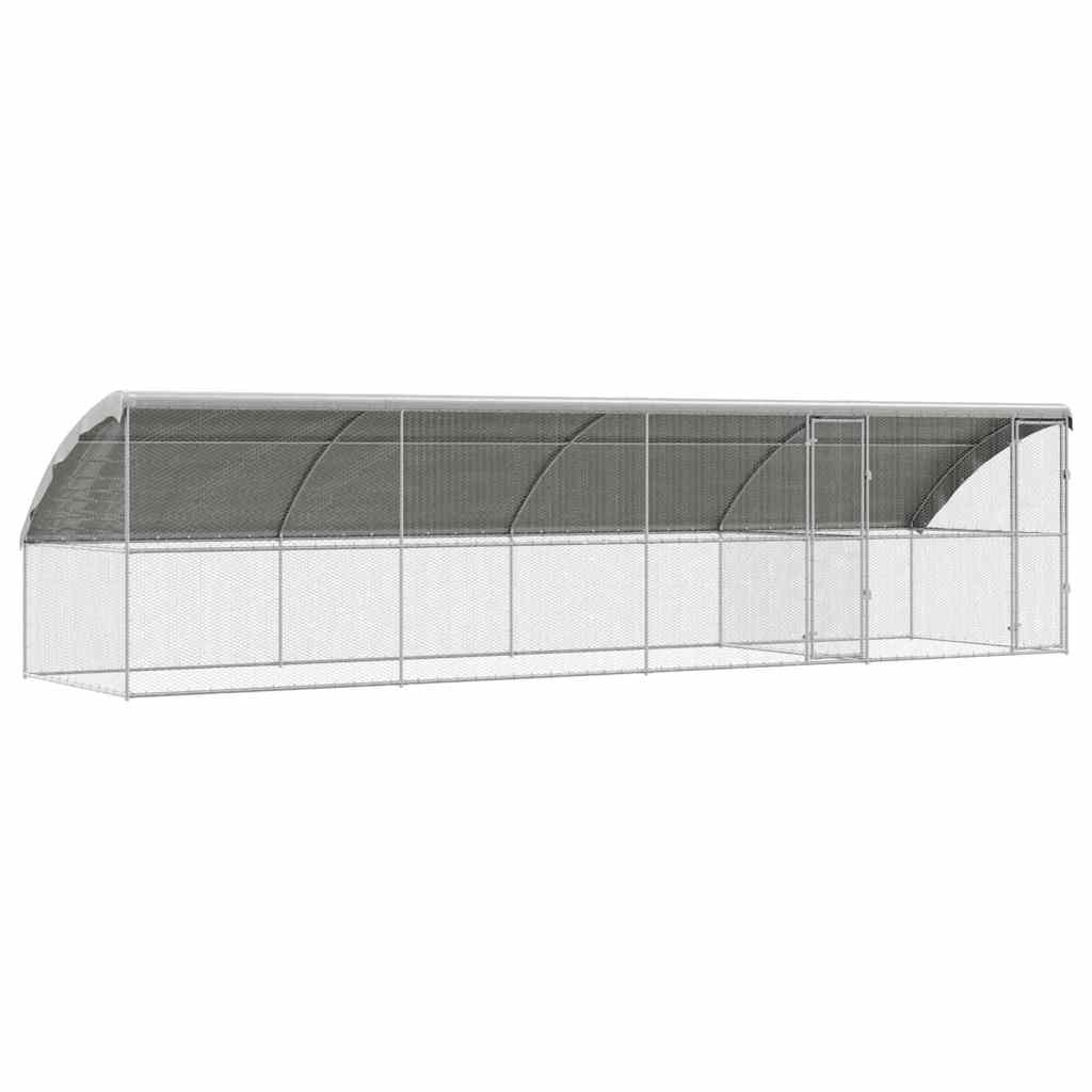 Chicken Cage with 2 Doors 4 pcs Silver 800x200x200cm