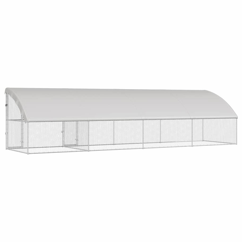 Chicken Cage with 2 Doors 4 pcs Silver 800x200x200cm