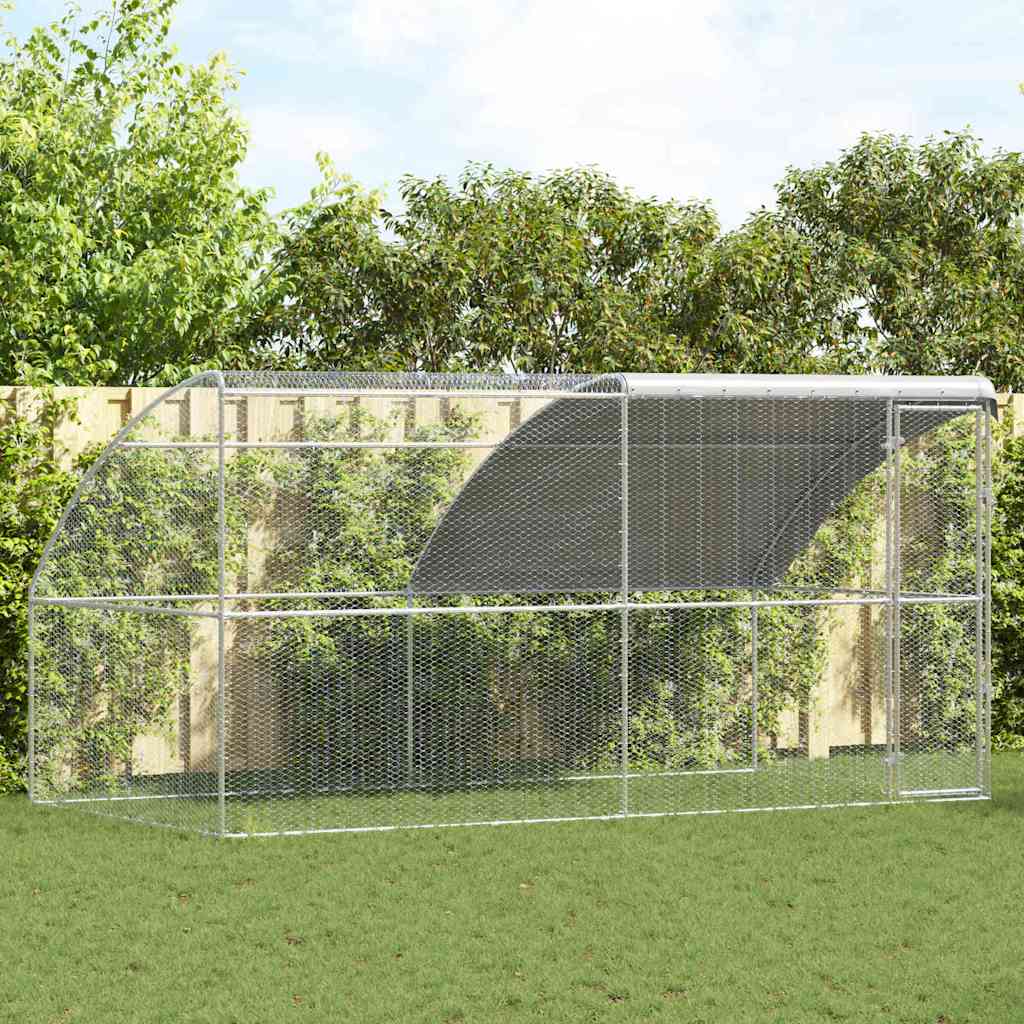 Chicken Cage with 1 Door 2 pcs Silver 400x200x200cm