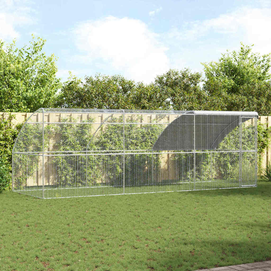 Chicken Cage with 1 Door 3 pcs Silver 600x200x200cm