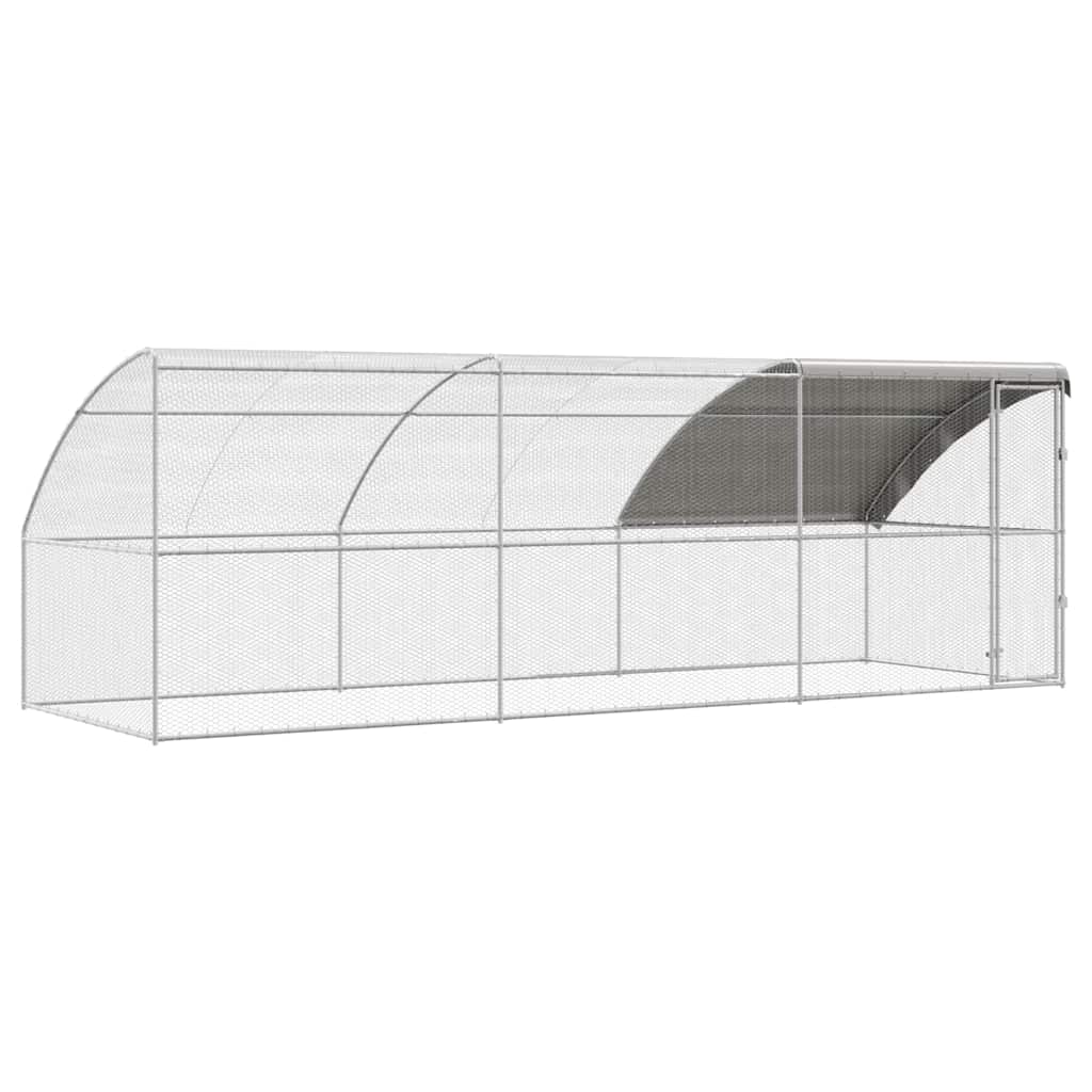 Chicken Cage with 1 Door 3 pcs Silver 600x200x200cm