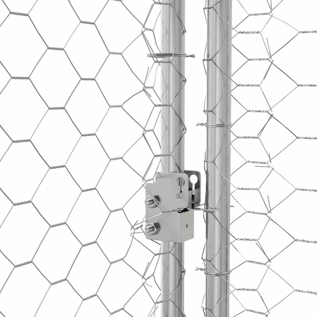 Dog Kennel 2 pcs Silver 4 x 2 x 2 m Galvanised steel