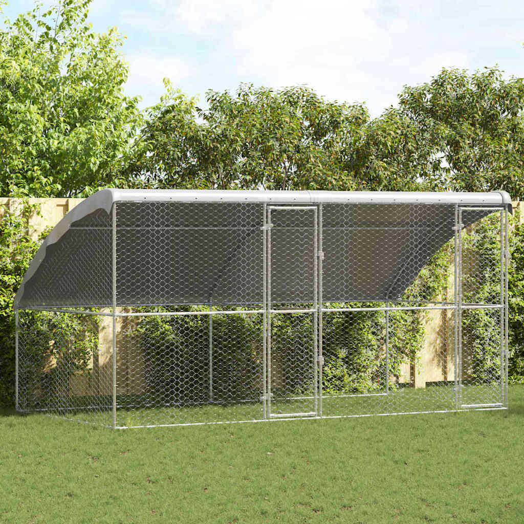 Dog Kennel 2 pcs Silver 4 x 2 x 2 m Galvanised steel