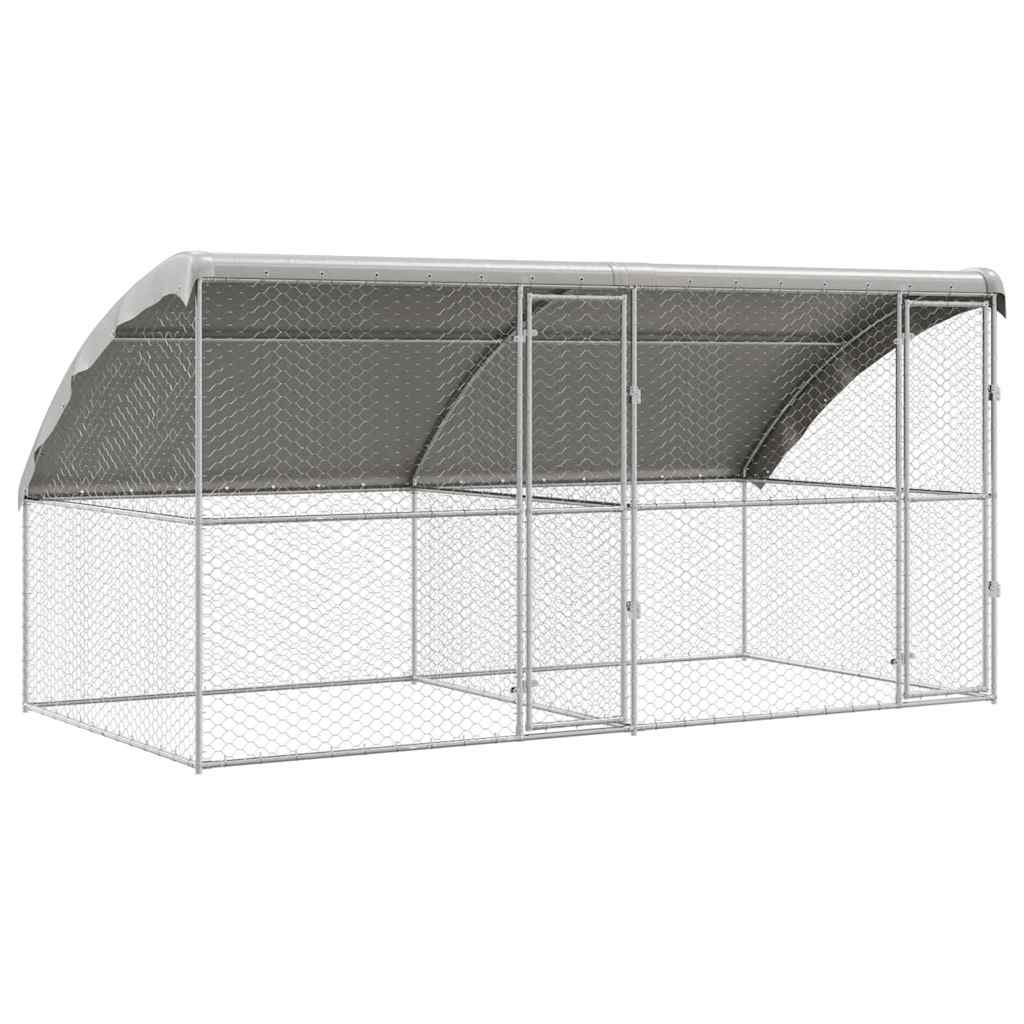Dog Kennel 2 pcs Silver 4 x 2 x 2 m Galvanised steel