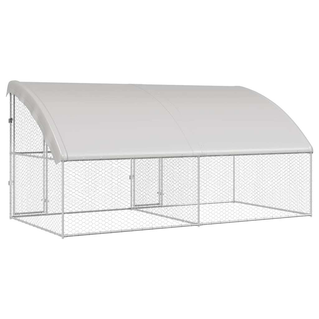 Dog Kennel 2 pcs Silver 4 x 2 x 2 m Galvanised steel