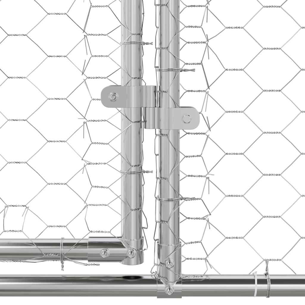 Dog Kennel 4 pcs Silver 8 x 2 x 2 m Galvanised steel