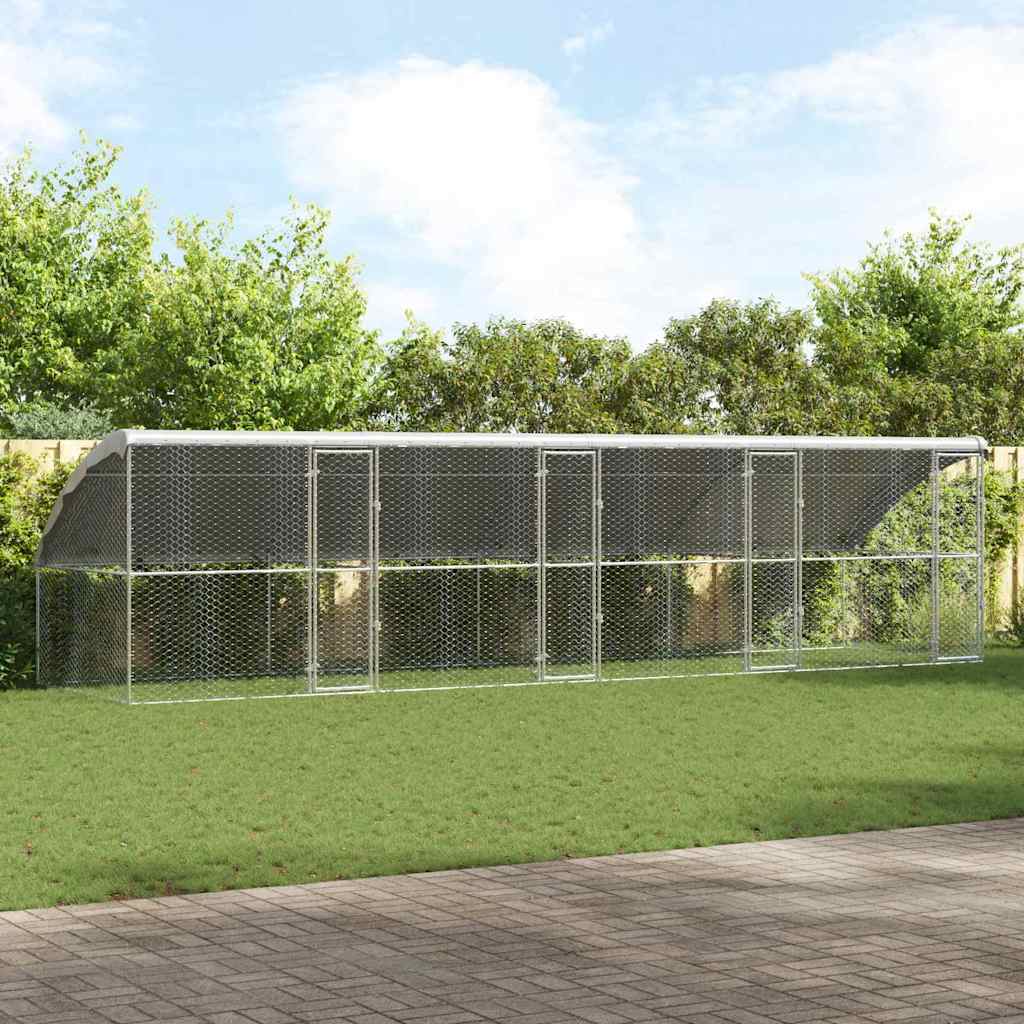 Dog Kennel 4 pcs Silver 8 x 2 x 2 m Galvanised steel