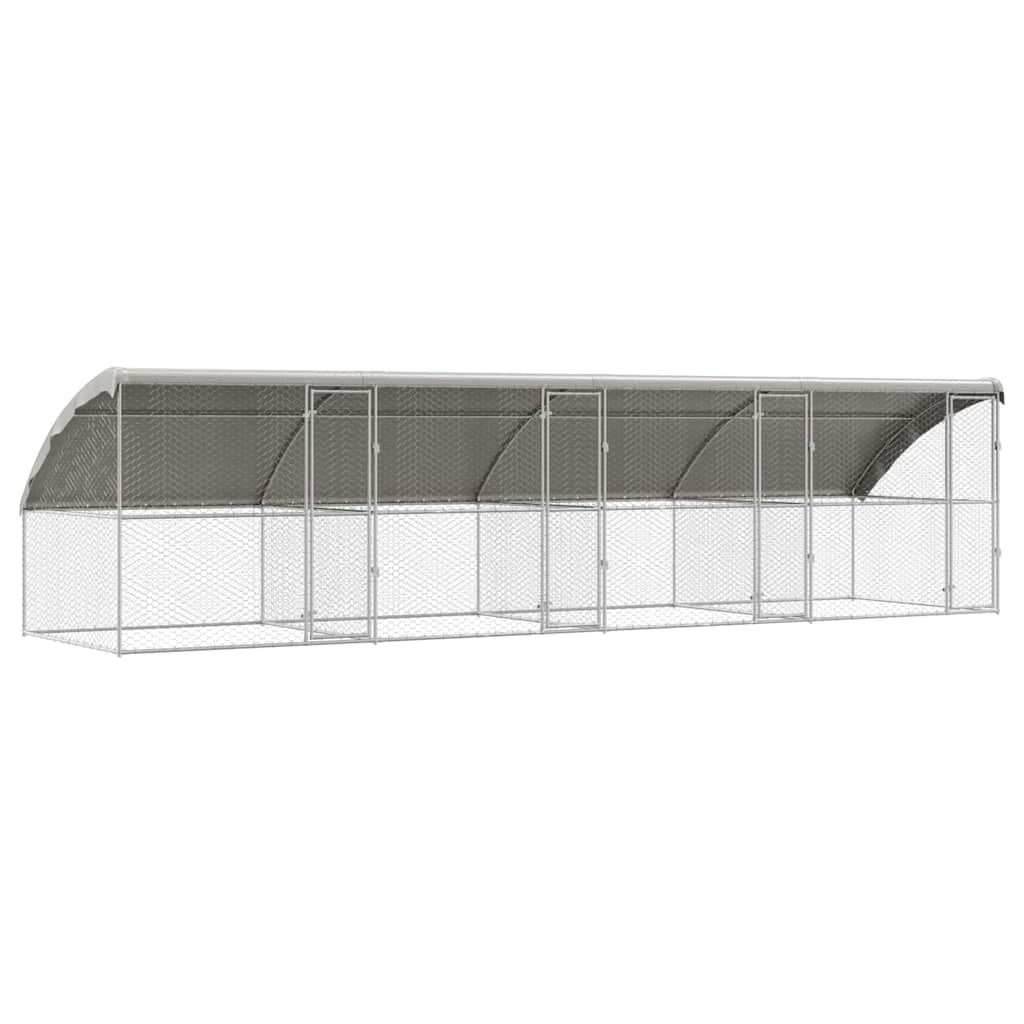 Dog Kennel 4 pcs Silver 8 x 2 x 2 m Galvanised steel