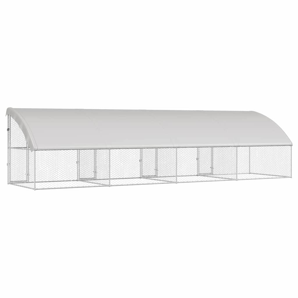 Dog Kennel 4 pcs Silver 8 x 2 x 2 m Galvanised steel
