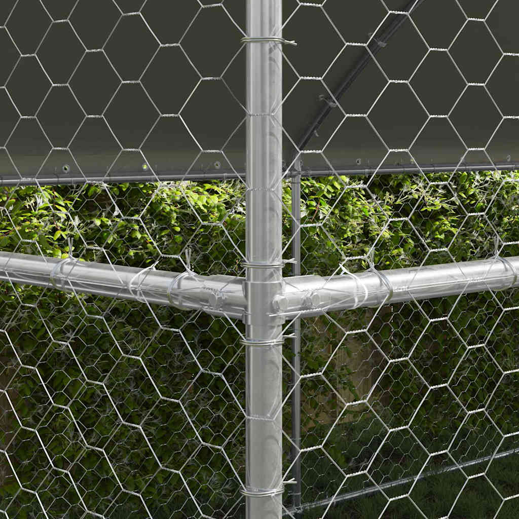 Dog Kennel 2 pcs Silver 4 x 2 x 2 m Galvanised steel
