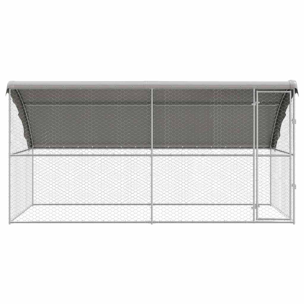 Dog Kennel 2 pcs Silver 4 x 2 x 2 m Galvanised steel