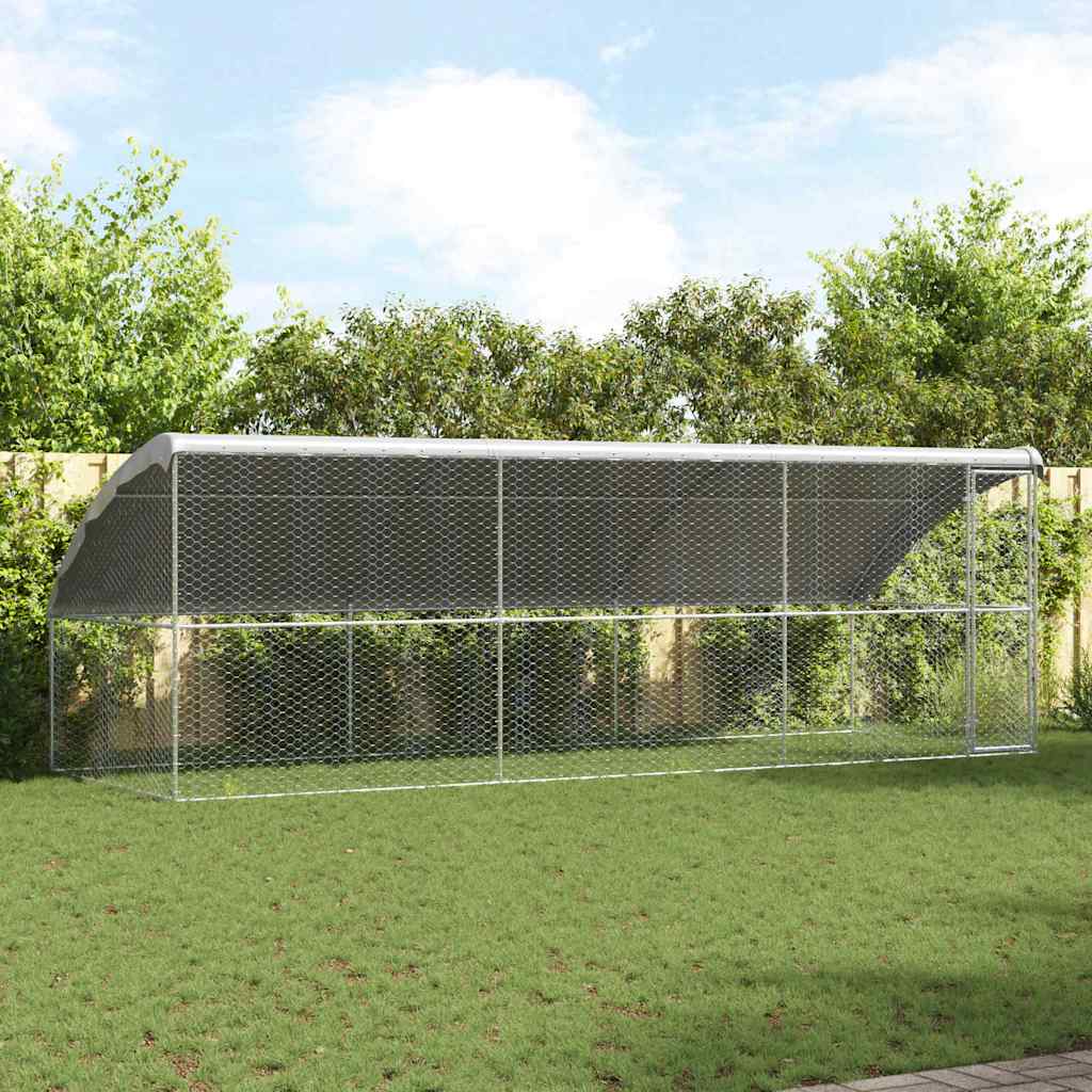 Dog Kennel 3 pcs Silver 6 x 2 x 2 m Galvanised steel