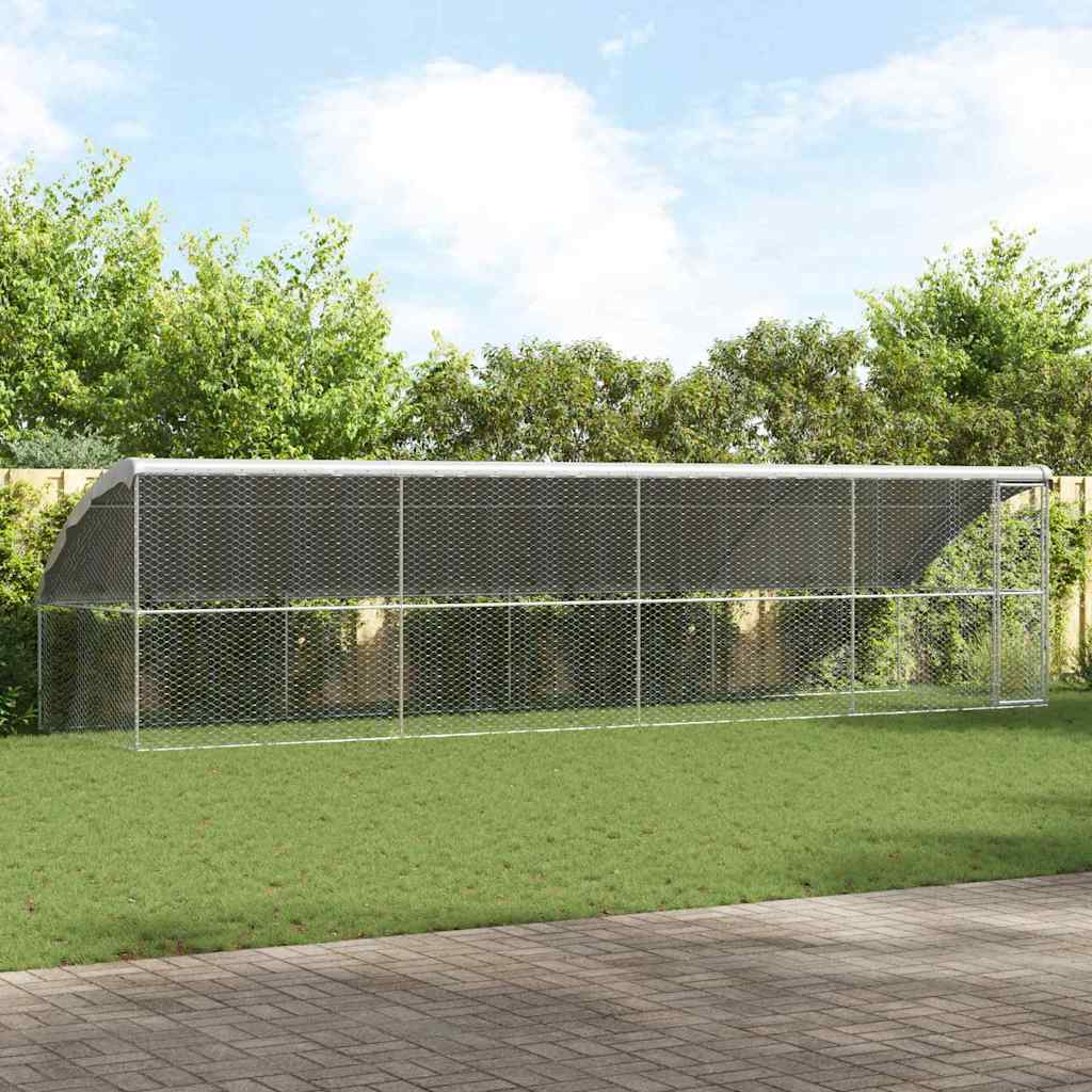 Dog Kennel 4 pcs Silver 8 x 2 x 2 m Galvanised steel