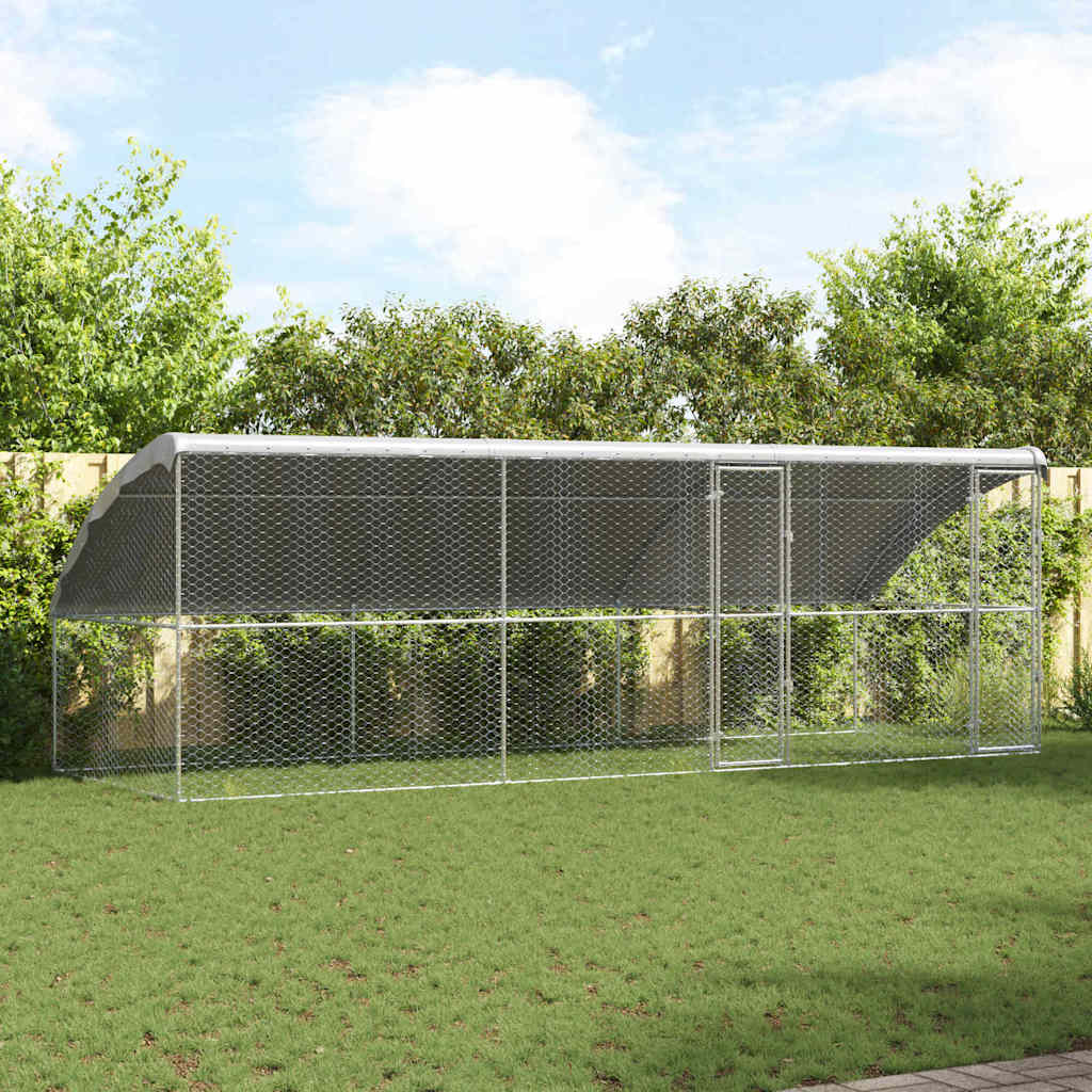 Dog Kennel 3 pcs Silver 6 x 2 x 2 m Galvanised steel