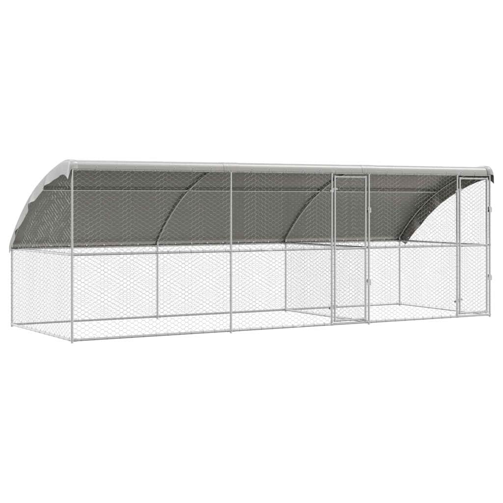 Dog Kennel 3 pcs Silver 6 x 2 x 2 m Galvanised steel