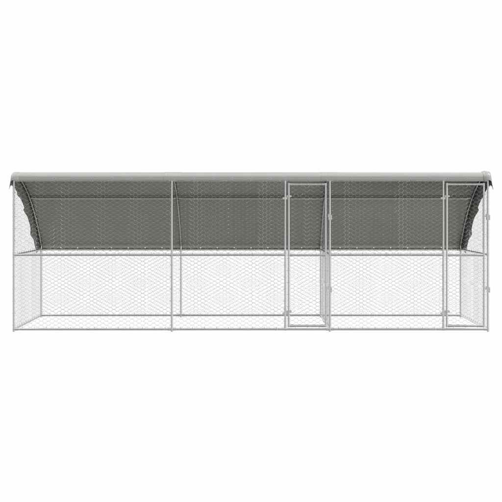 Dog Kennel 3 pcs Silver 6 x 2 x 2 m Galvanised steel