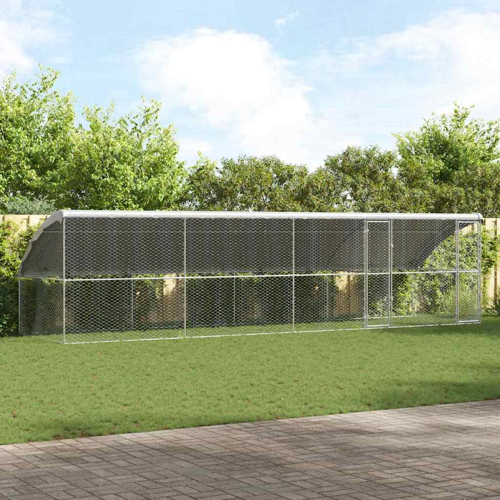Dog Kennel 4 pcs Silver 8 x 2 x 2 m Galvanised steel