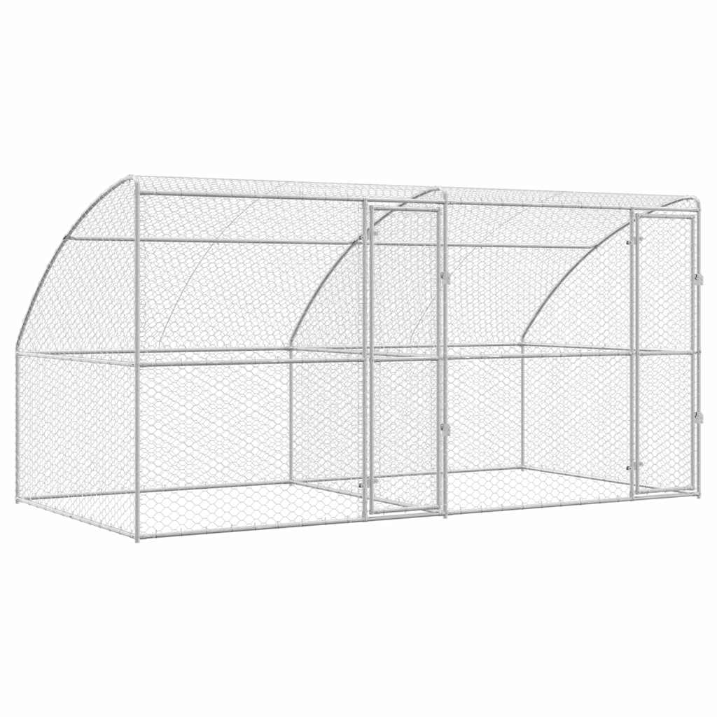 Dog Kennel 2 pcs Silver 4 x 2 x 2 m Galvanised steel