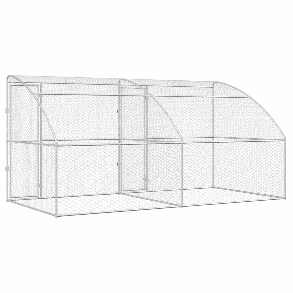 Dog Kennel 2 pcs Silver 4 x 2 x 2 m Galvanised steel