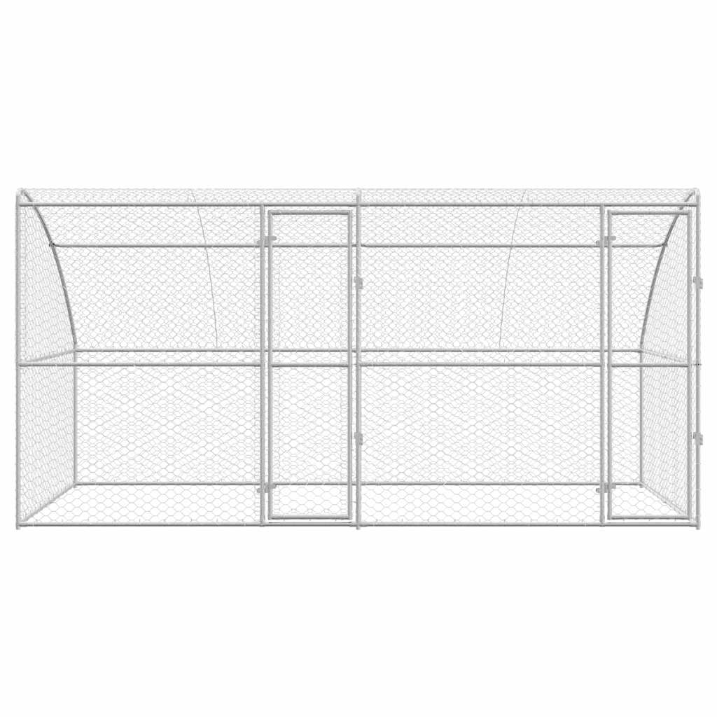 Dog Kennel 2 pcs Silver 4 x 2 x 2 m Galvanised steel