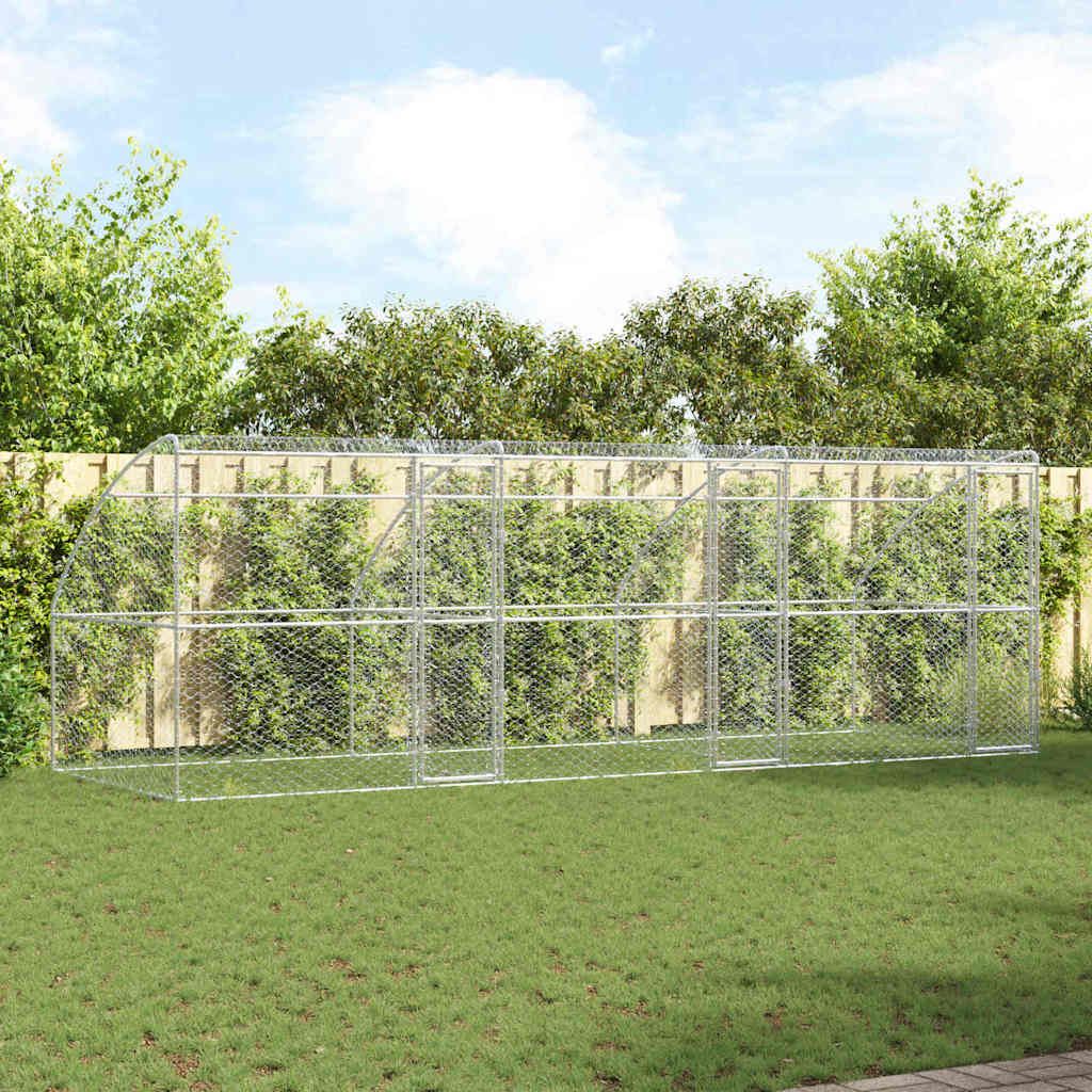Dog Kennel 3 pcs Silver 6 x 2 x 2 m Galvanised steel