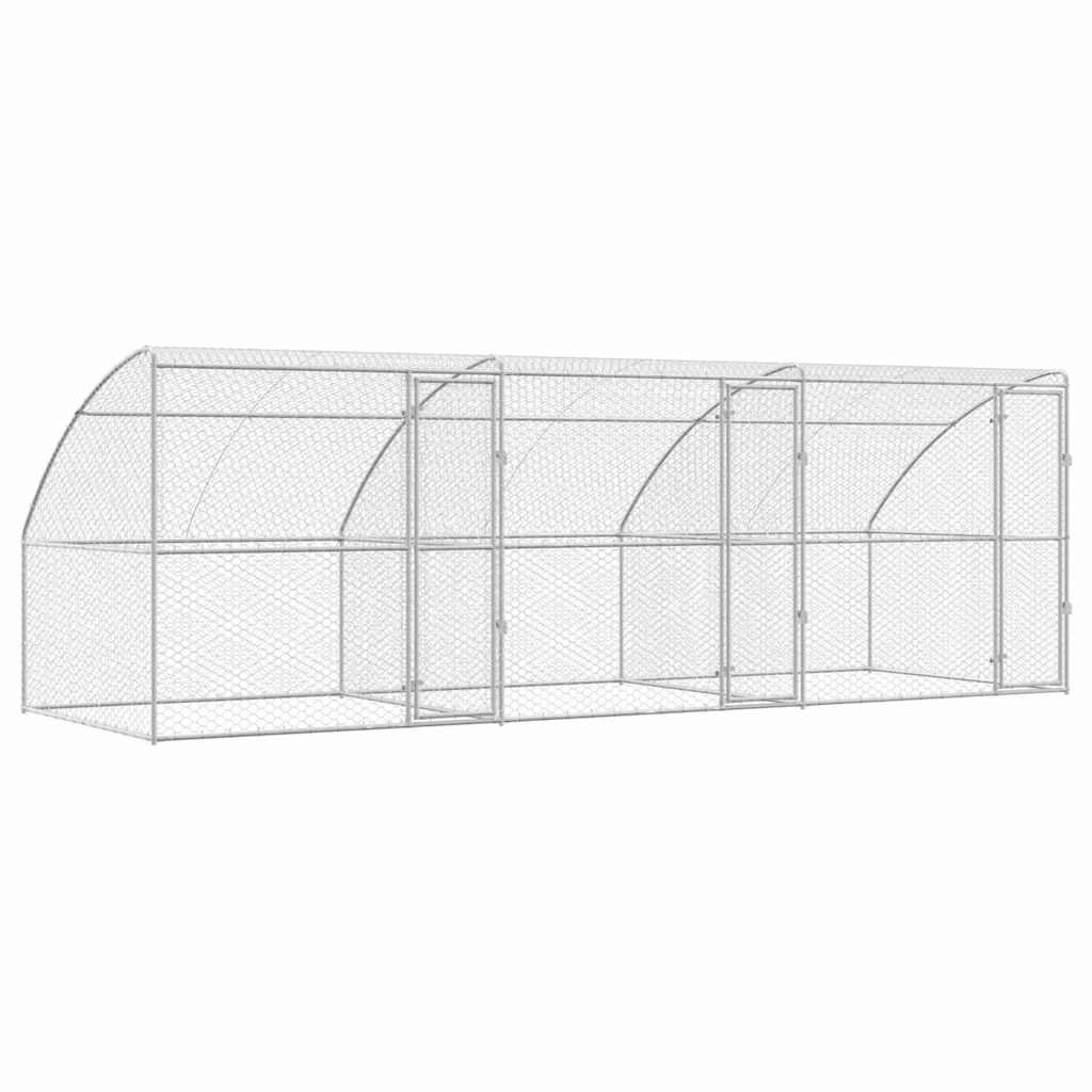 Dog Kennel 3 pcs Silver 6 x 2 x 2 m Galvanised steel