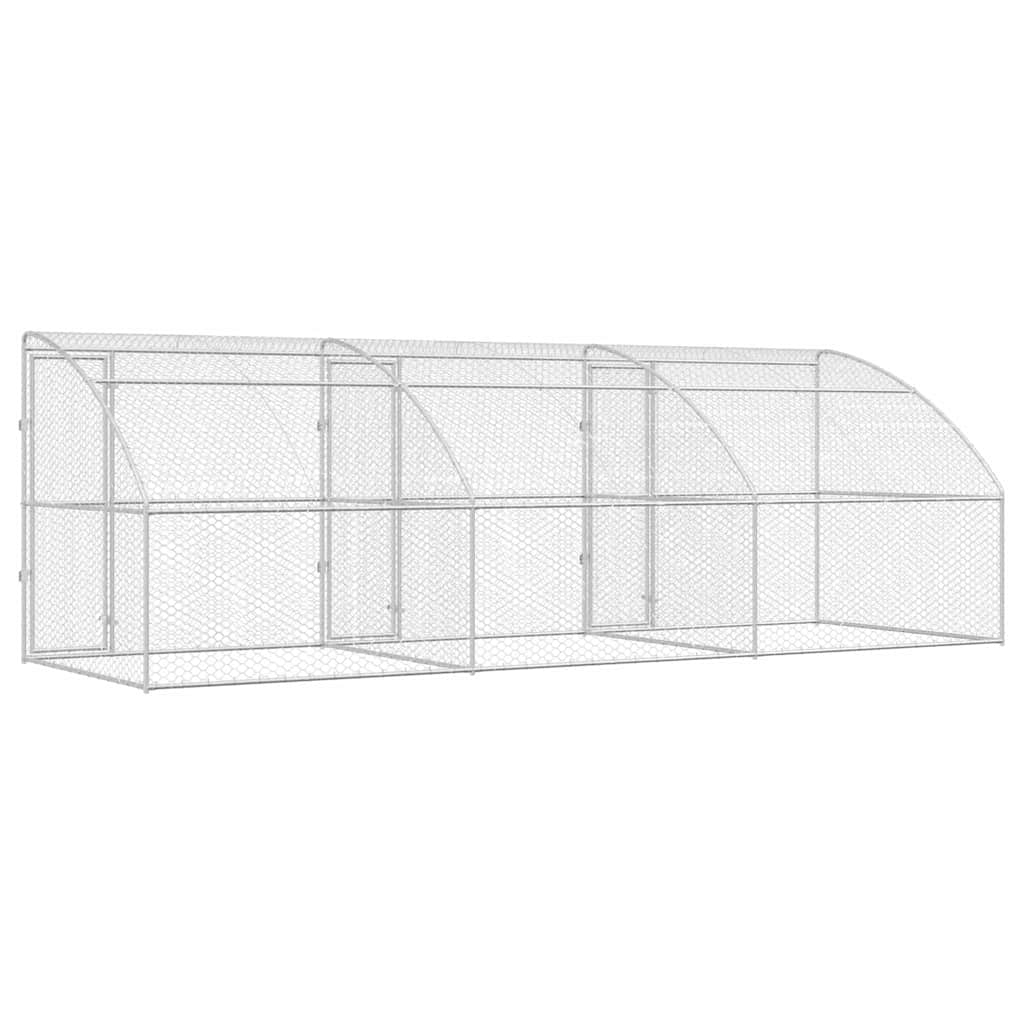 Dog Kennel 3 pcs Silver 6 x 2 x 2 m Galvanised steel