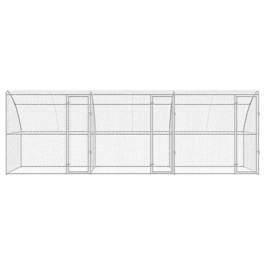 Dog Kennel 3 pcs Silver 6 x 2 x 2 m Galvanised steel