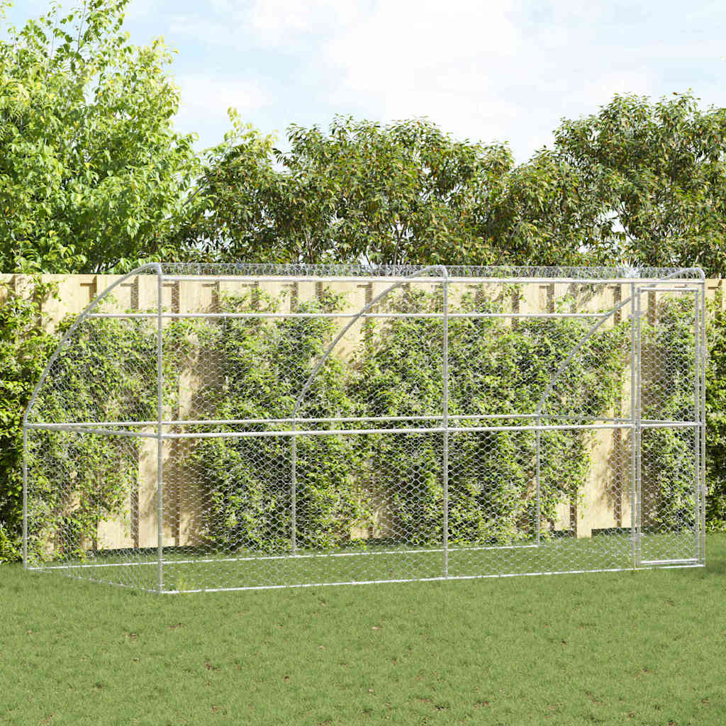 Dog Kennel 2 pcs Silver 4 x 2 x 2 m Galvanised steel