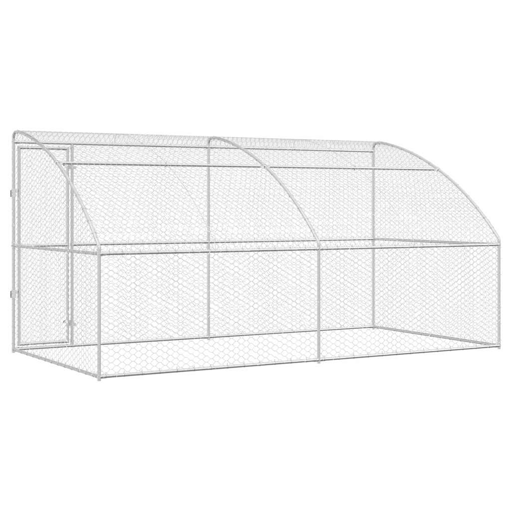 Dog Kennel 2 pcs Silver 4 x 2 x 2 m Galvanised steel