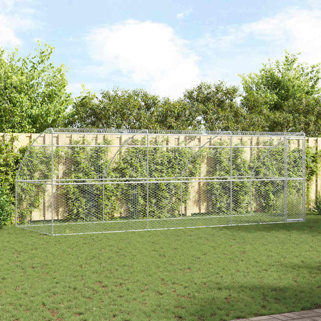 Dog Kennel 3 pcs Silver 6 x 2 x 2 m Galvanised steel