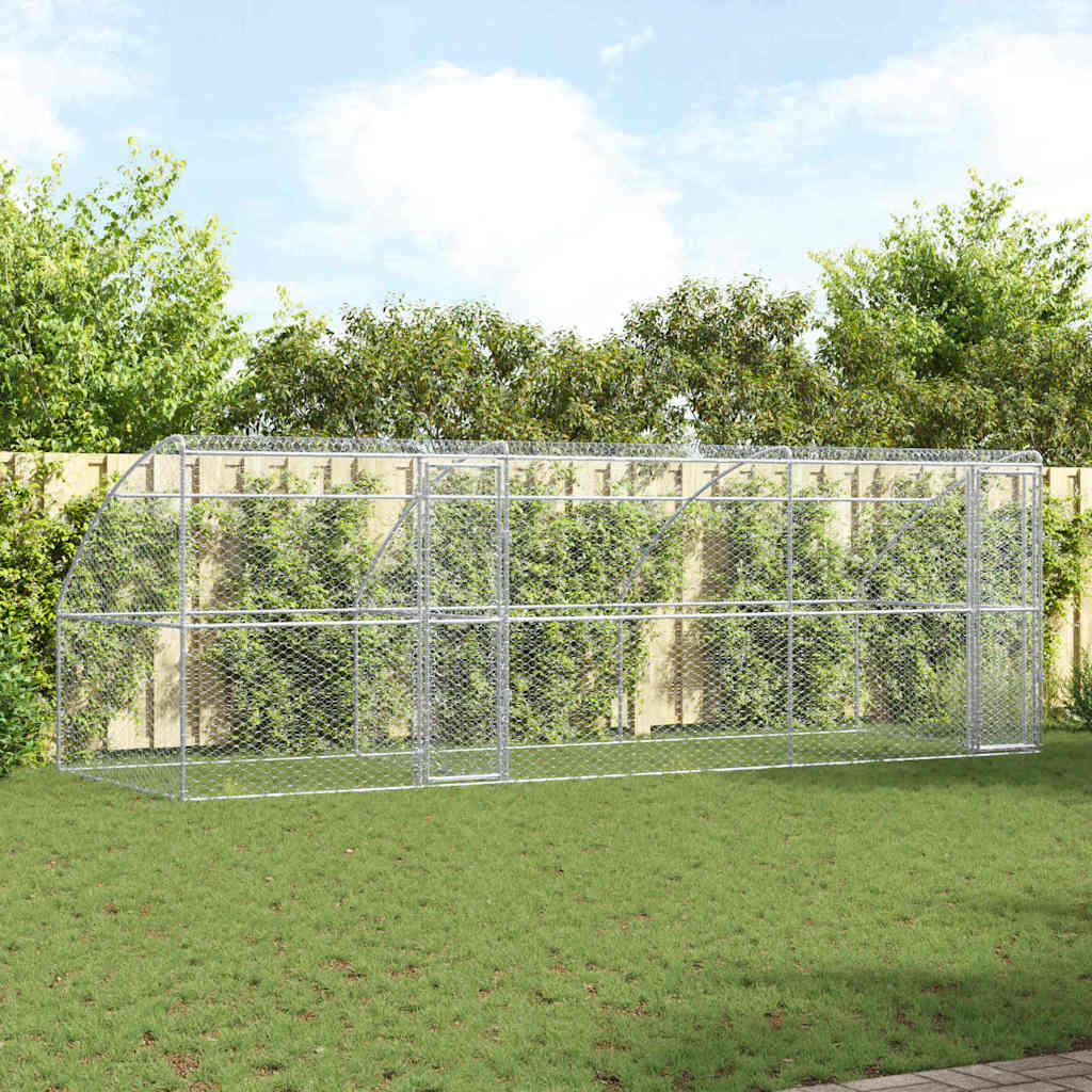 Dog Kennel 3 pcs Silver 6 x 2 x 2 m Galvanised steel