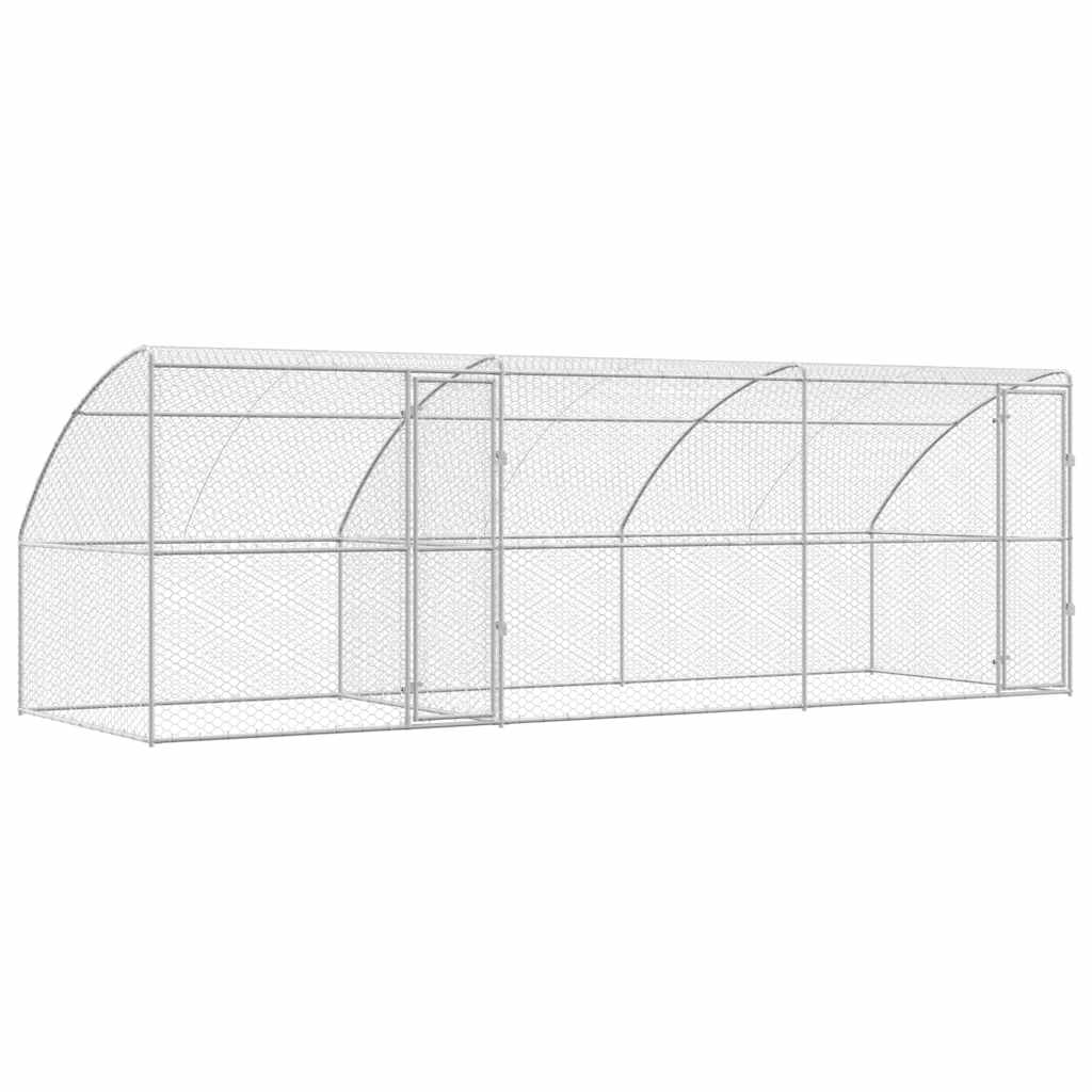 Dog Kennel 3 pcs Silver 6 x 2 x 2 m Galvanised steel