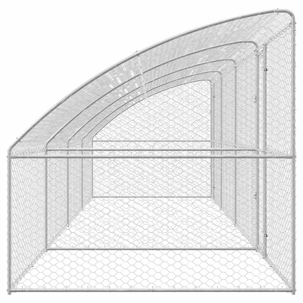 Dog Kennel 4 pcs Silver 8 x 2 x 2 m Galvanised steel