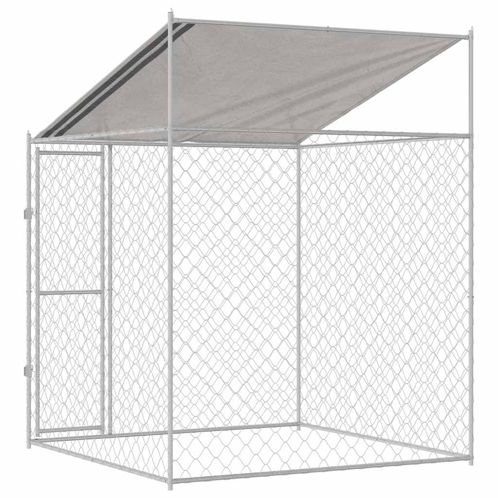 Dog Cage with Roof Silver 200 x 200 x 258 cm Steel and PE